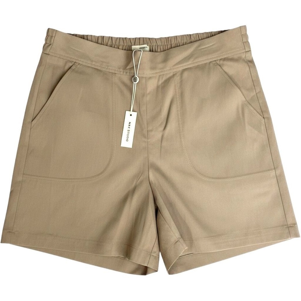 Max Studio Utility Pin Up Khaki Stretch Pull On Chino Shorts Womens L NWT $88